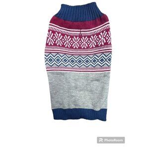 Vibrant Life Dog Sweater Size M Red Blue & Grey‎